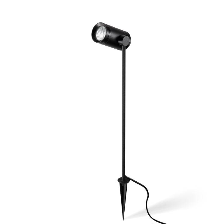 black outdoor LED spike light on a white background 