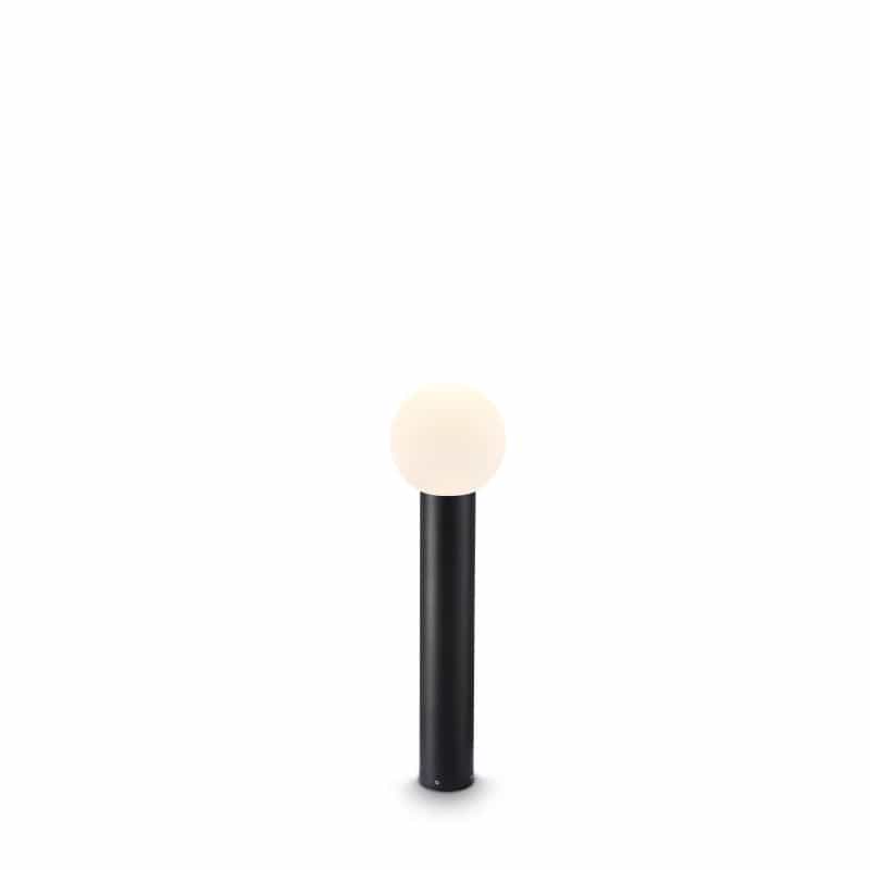 Black illuminated bollard on  a white background