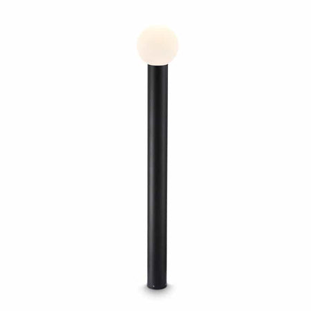 Black LED bollard light on white background