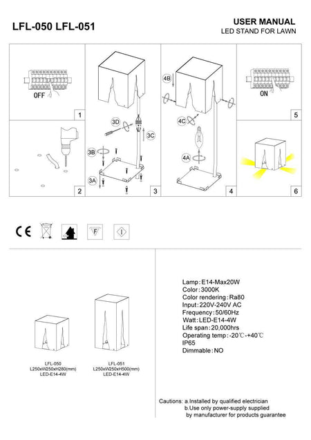 Black square path bollard light installation guide