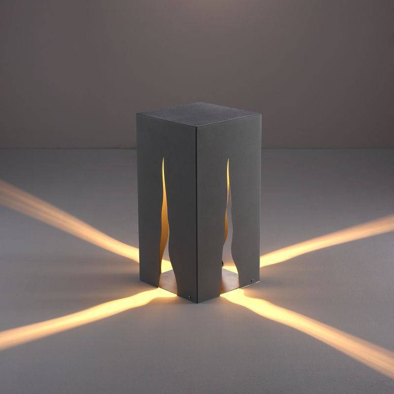 Black square path bollard light on grey background