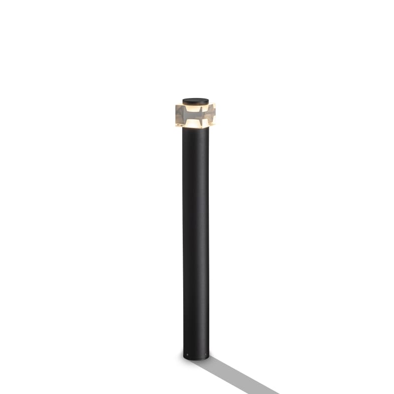 Black bollard post light on white background