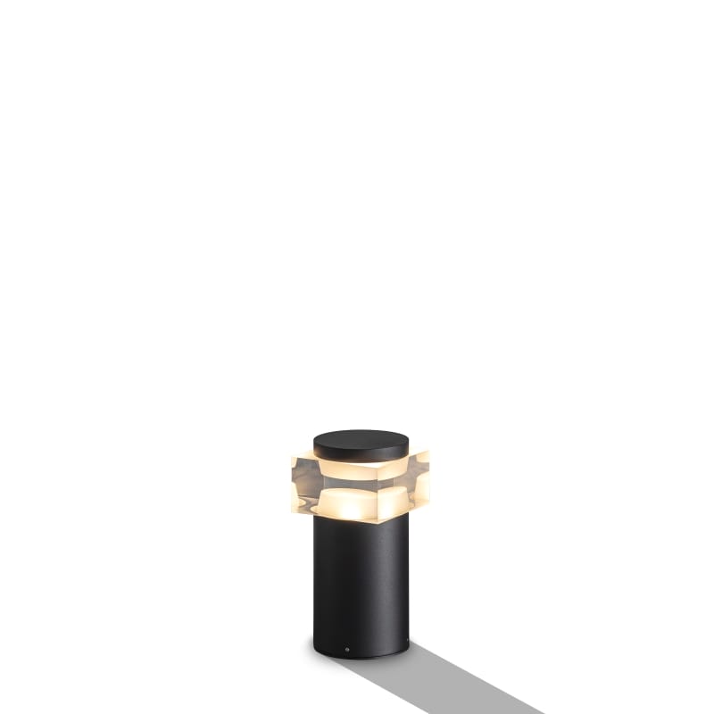 Black short bollard light on white background