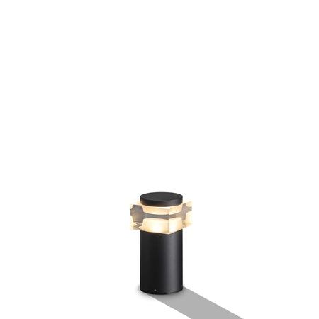 Black short bollard light on white background