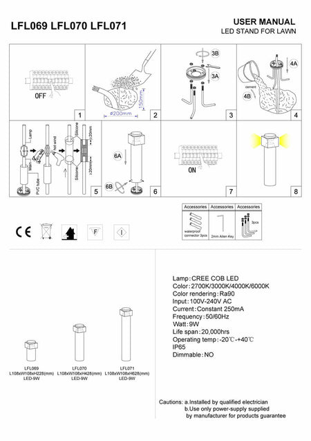 Black square bollard light installation guide