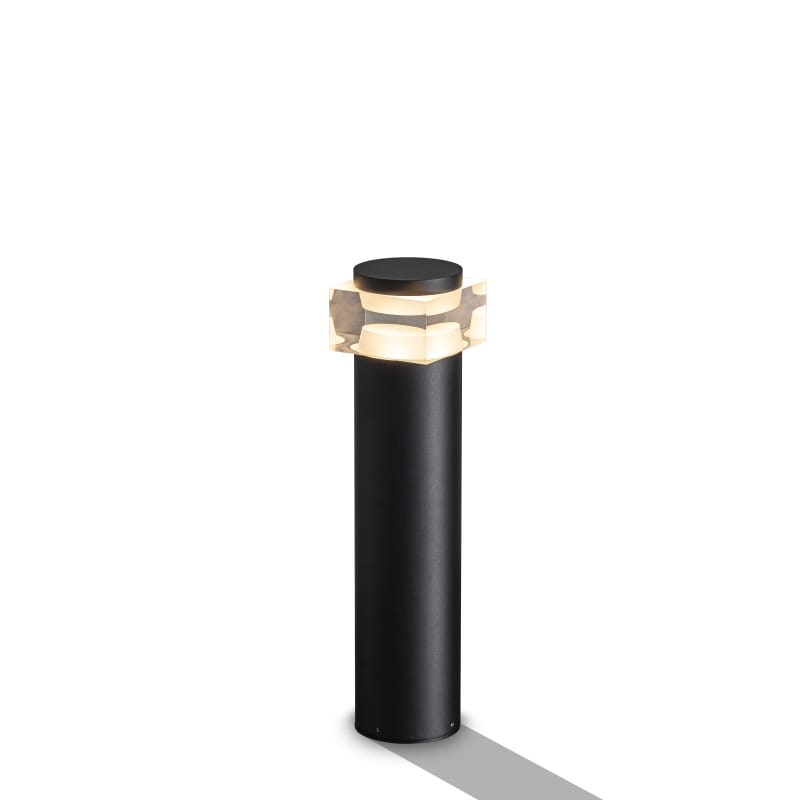 Black square bollard light on a white background