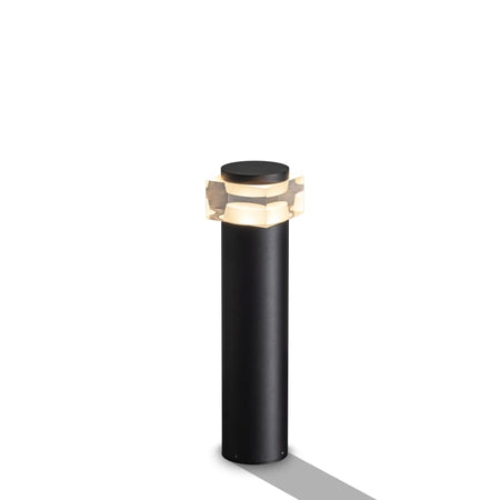 Black square bollard light on a white background