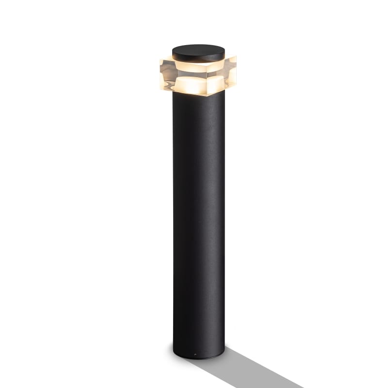 Black bollard lighting for driveways on a white background