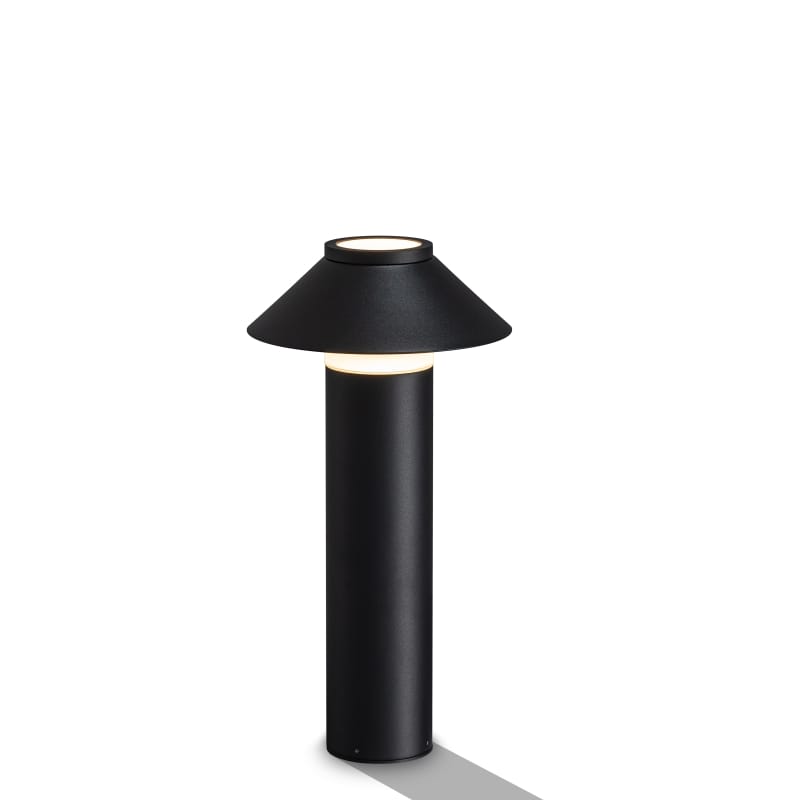 Black IP65 Bollard Light on white background