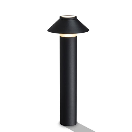 Black landscape bollard light shown on a white background