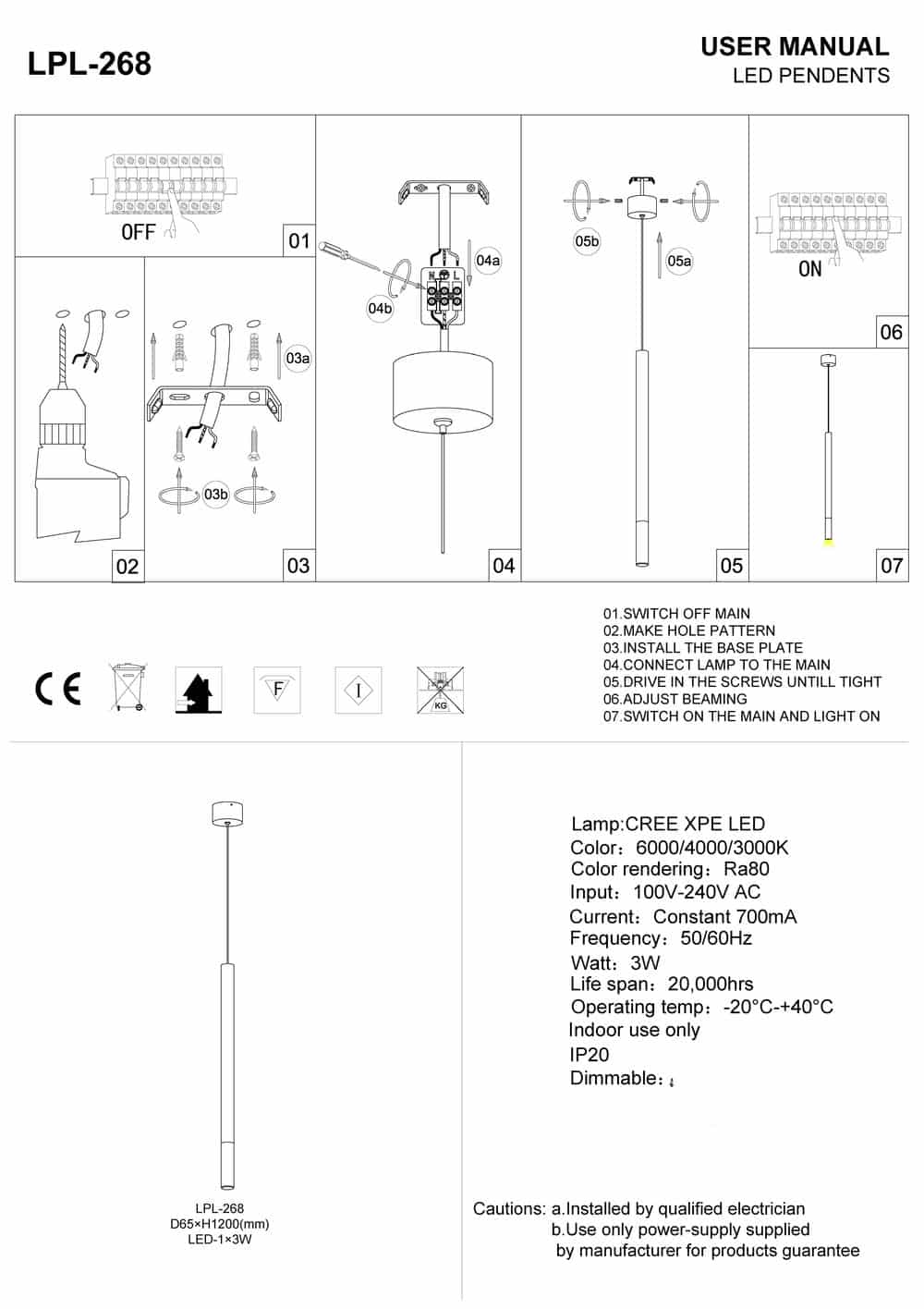 Wooden  pendant lamp installation guide