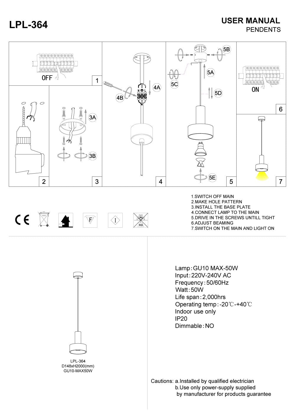 Pendant ceiling lamp installation guide