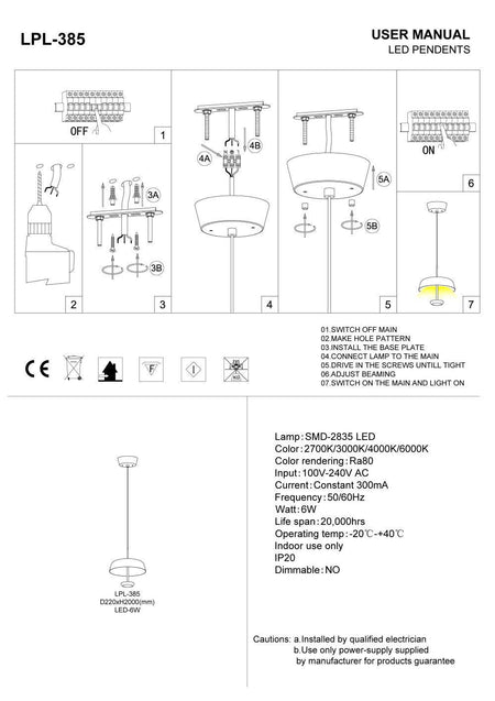 Metal pendant light installation guide