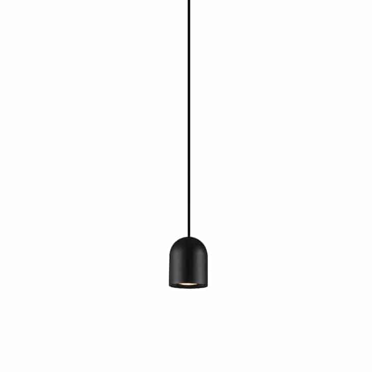 Black small pendant light on a white background