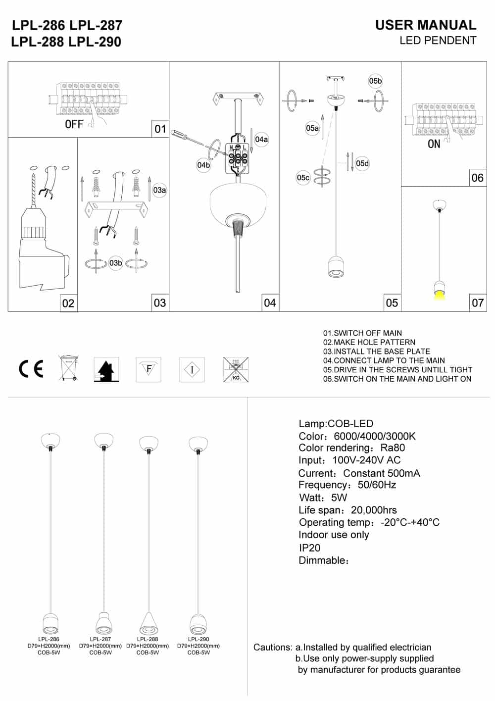 LED pendant lamp installation guide