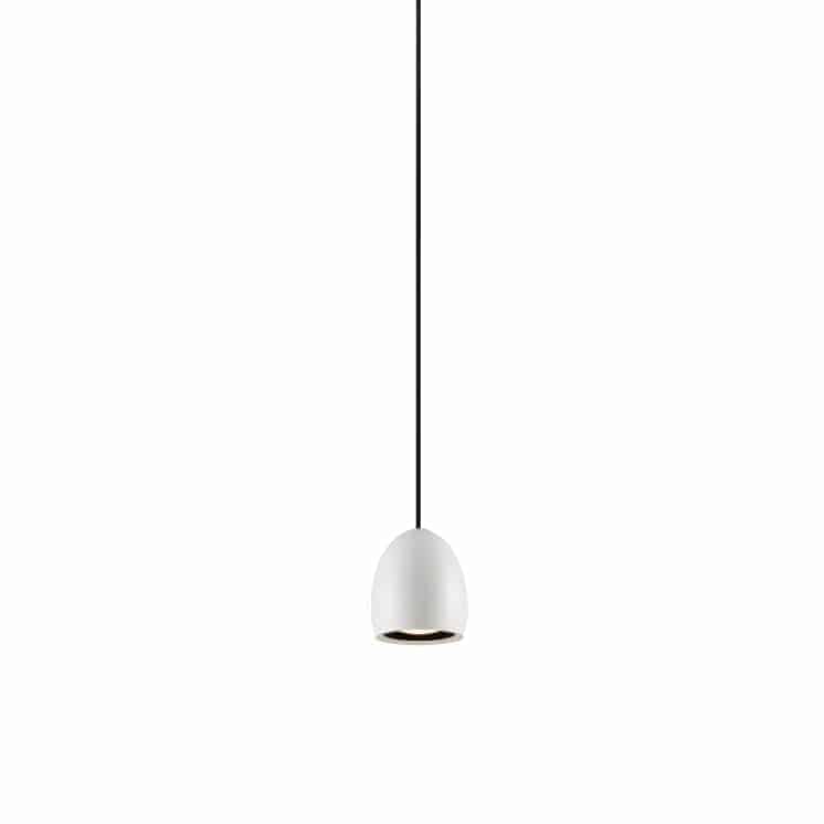 White modern hanging ceiling light on a white background