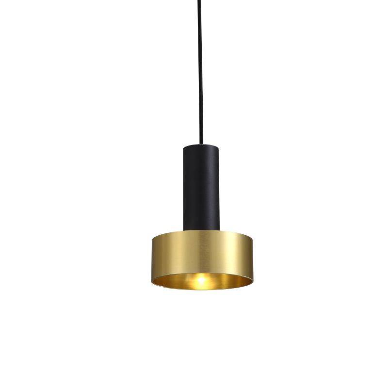 Gold pendant light fixture on a white background