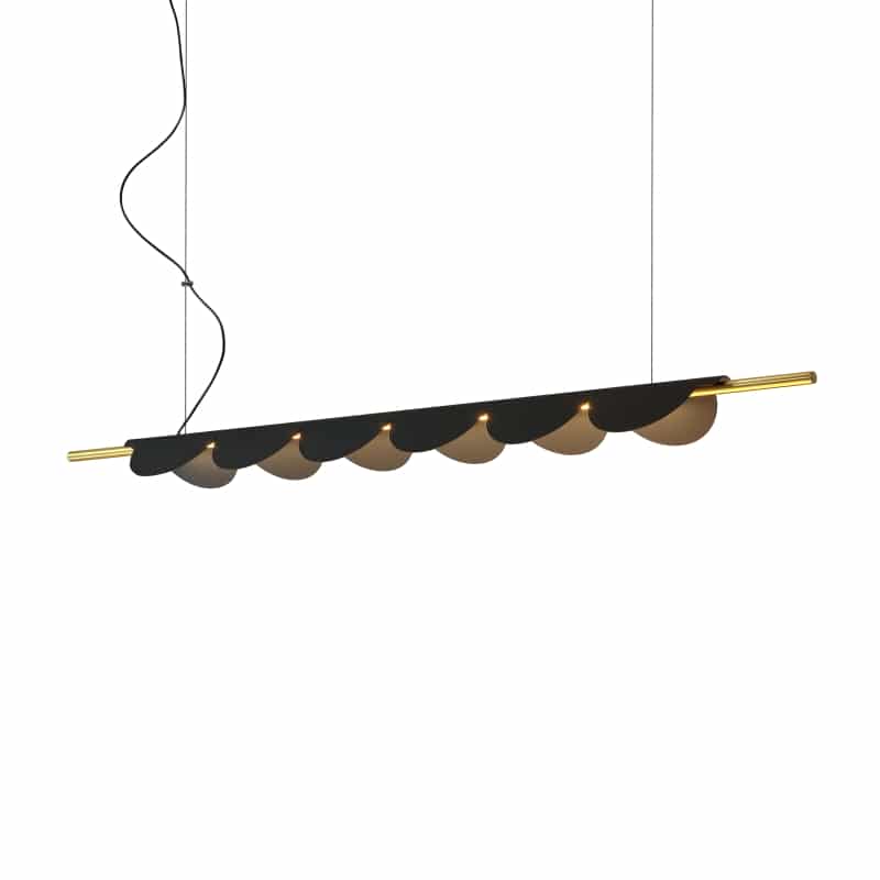 Linear pendant lamp on a white background