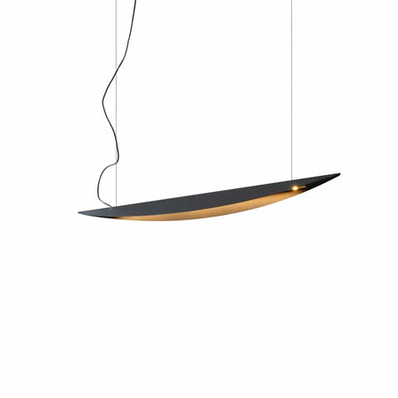 Linear pendant light on a white background