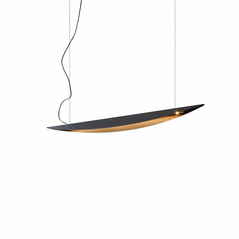 Linear pendant light on a white background