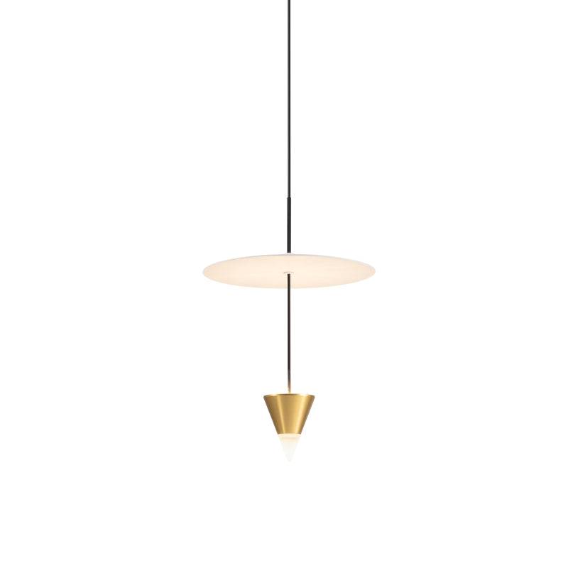 Modern gold pendant light on a white background