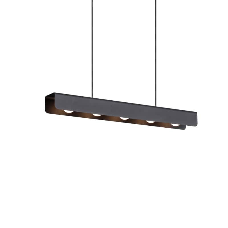 Black hanging pendant ceiling light on a white background