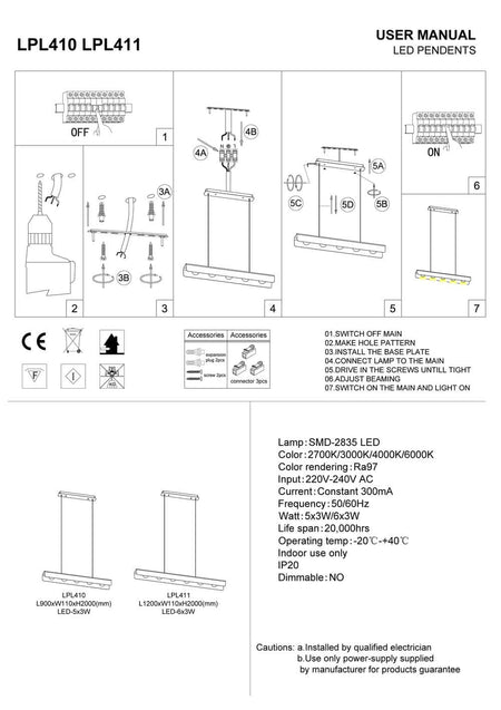 White modern hanging light fixture installation guide
