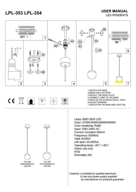 Chrome glove hanging light installation guide
