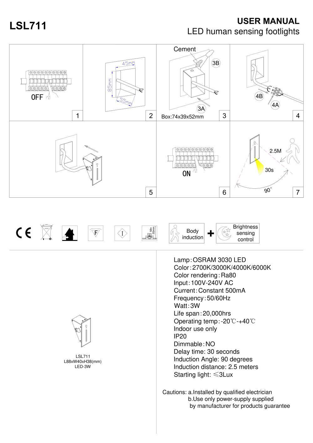 black sensor light for the stairs installation guide