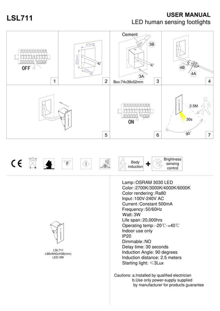 black sensor light for the stairs installation guide