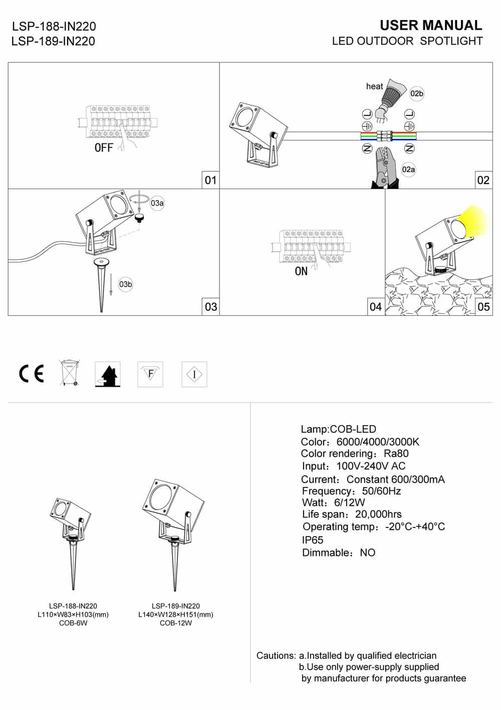 black outdoor spike garden light installation guide