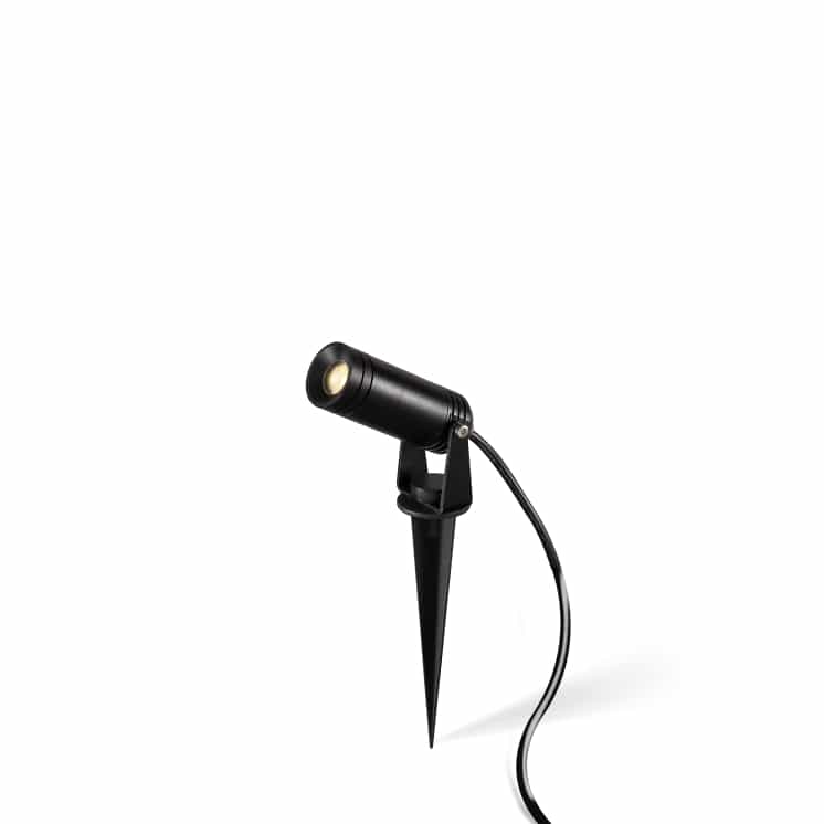 black exterior spike light on a white background