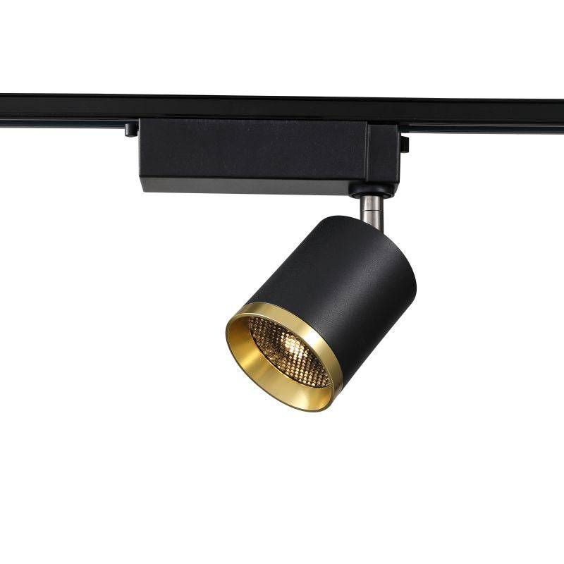 black and gold track spotlight shown on a white background