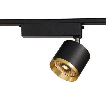 LED ceiling track spotlight shown on a white background