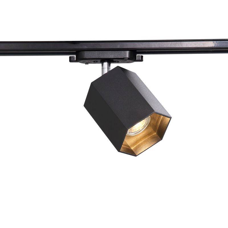 black LED track light shown on a white background