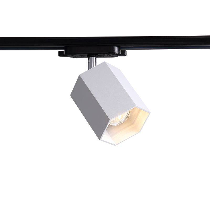 white track light spotlight shown on a white background