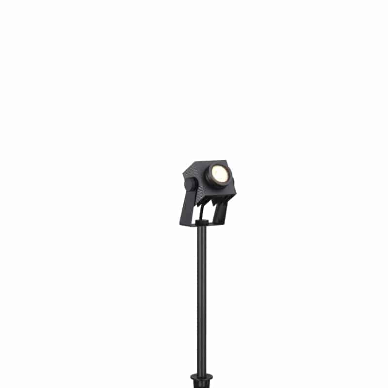 black gardne stake light on a white background