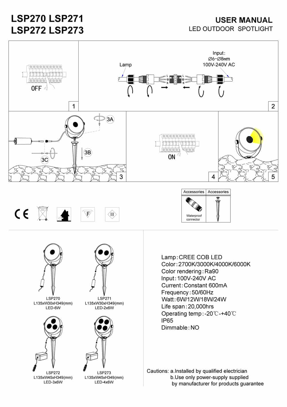 black LED ground spike light installation guide