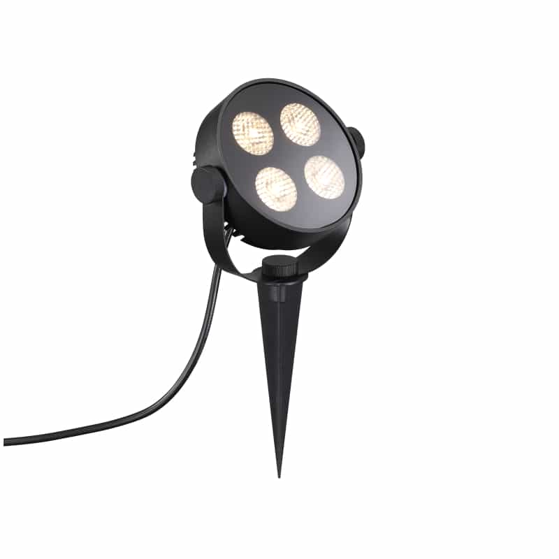 24 Watt LED Round Black Electric Garden Spike Light - Ultra Beam Lighting Ltd