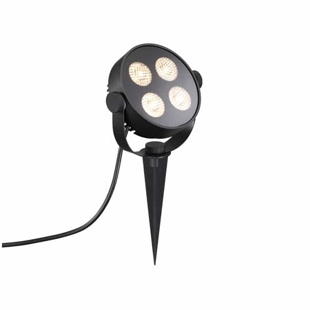 24 Watt LED Round Black Electric Garden Spike Light - Ultra Beam Lighting Ltd