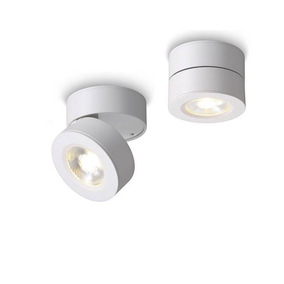 white adjustable ceiling light on a white background