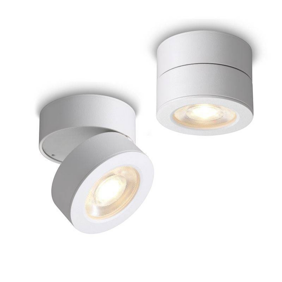 white surface mount adjustable spotlight on a white background