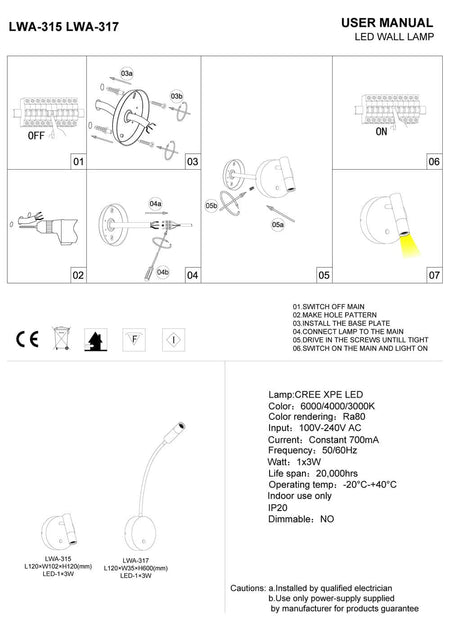 chrome adjustable wooden reading light installation instructions