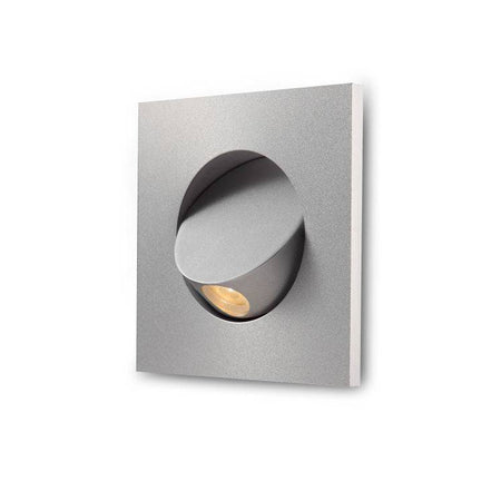 silver recessed wall or headboard reading lamp shown on a white background 
