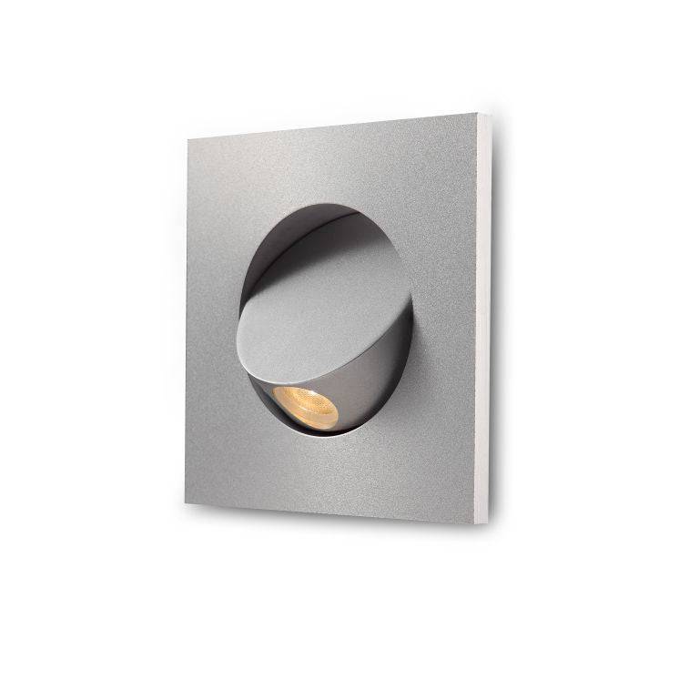 silver recessed wall or headboard reading lamp shown on a white background 