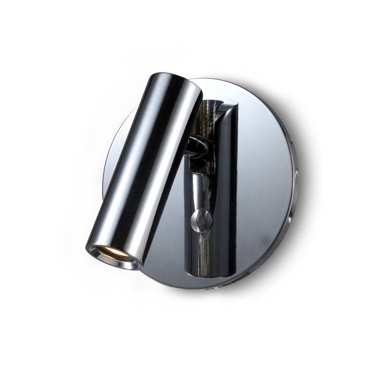 polished chrome recessed bed reading lamp on a white background