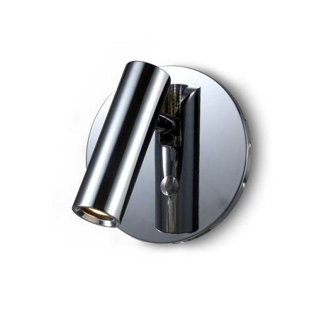 polished chrome recessed bed reading lamp on a white background