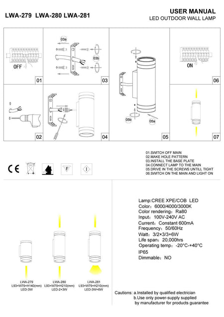 black up and down light installation guide
