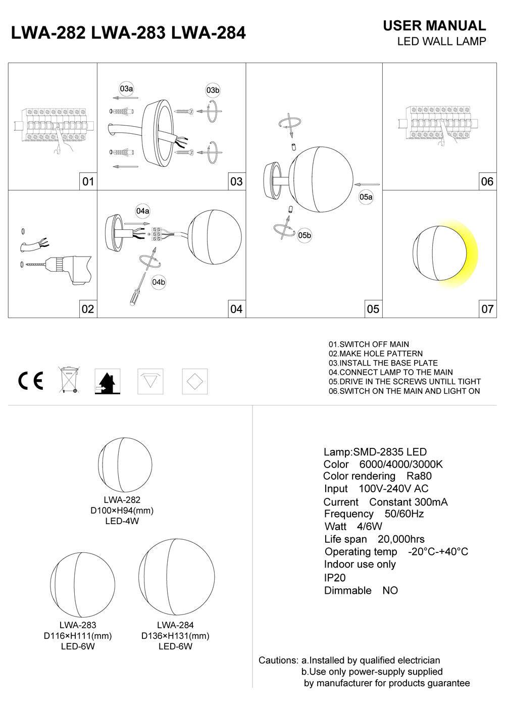 Chrome indoor wall light installation guide