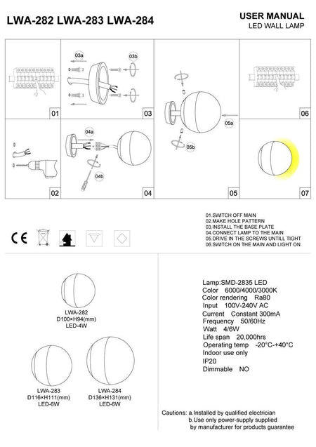 Chrome indoor wall light installation guide